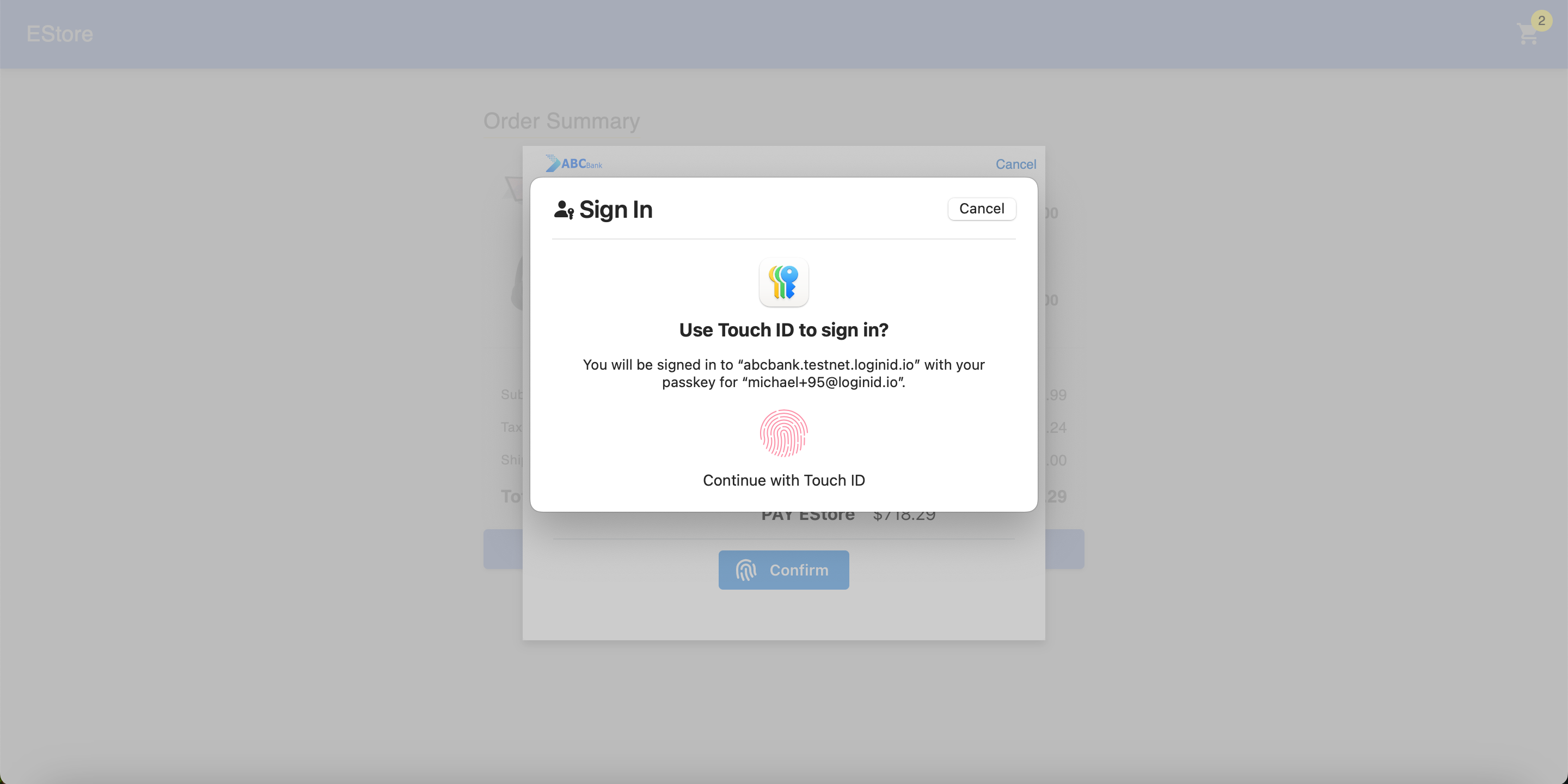 Embedded Checkout Example With Passkey