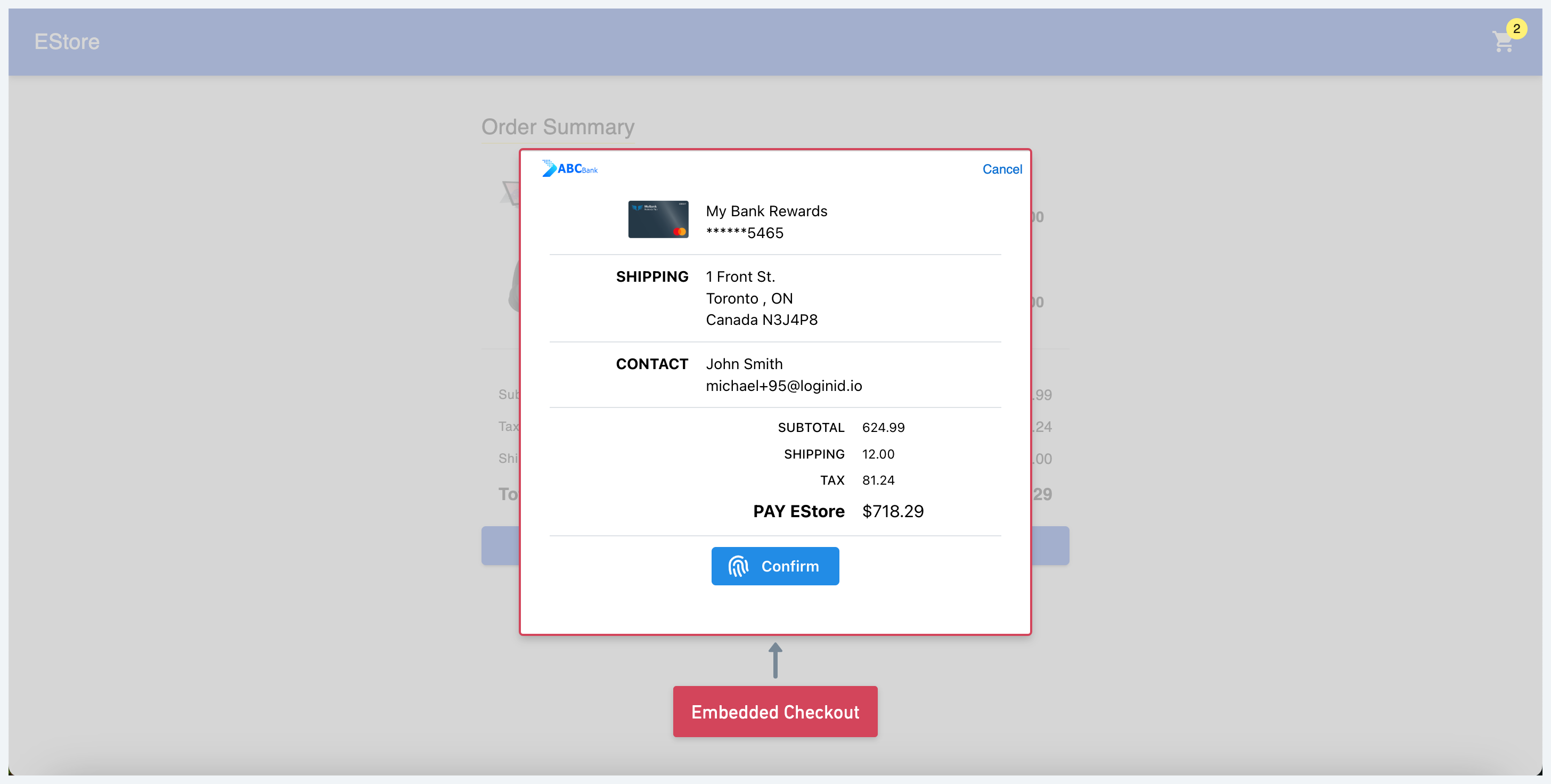 Embedded Checkout Example
