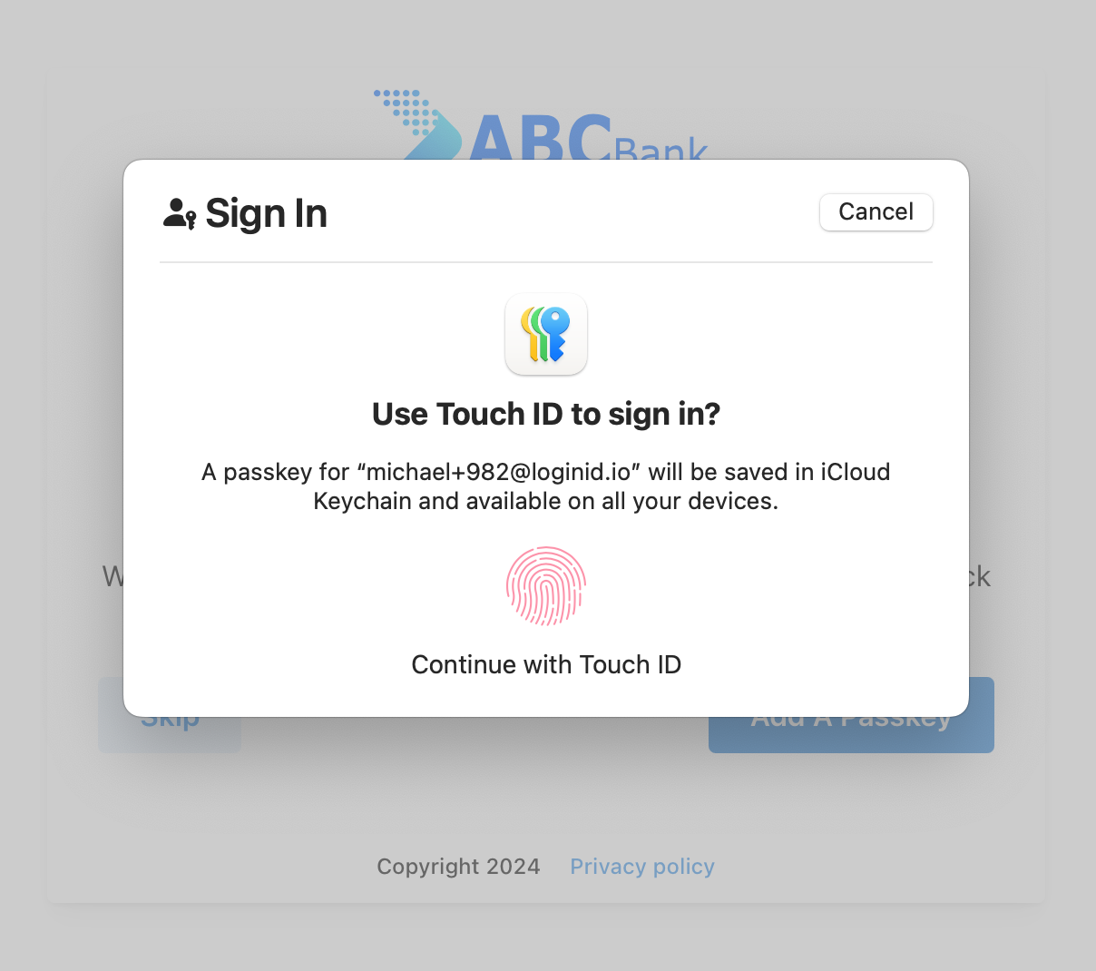 Using MacOS WebAuthn Prompt After User Onboarding for Passkey Creation