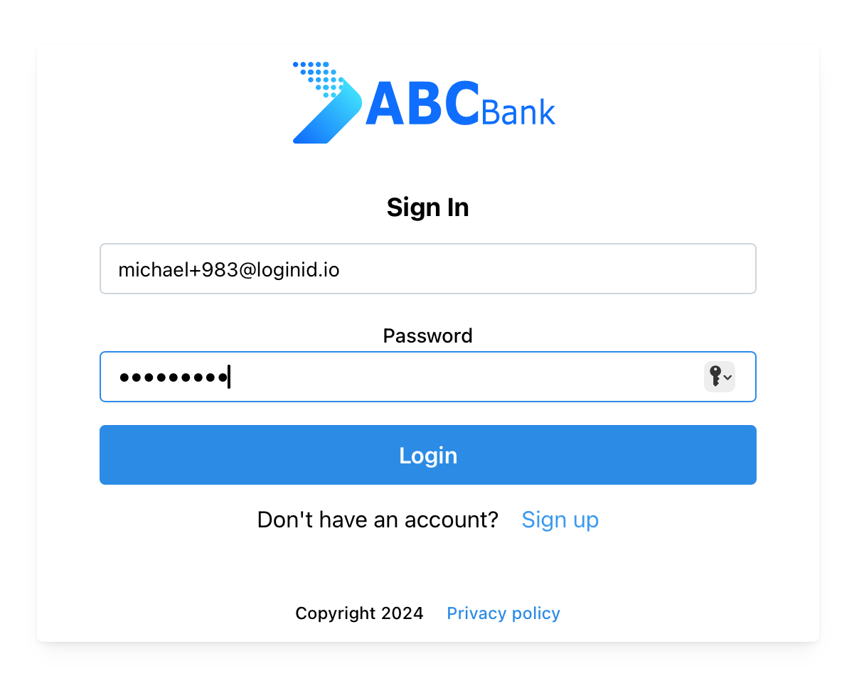 User Signing in With Password